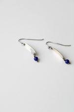 Silver Blue Bead Dangle Earrings