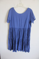FADS Vintage Blue Embroidered Pleated Dress | XL