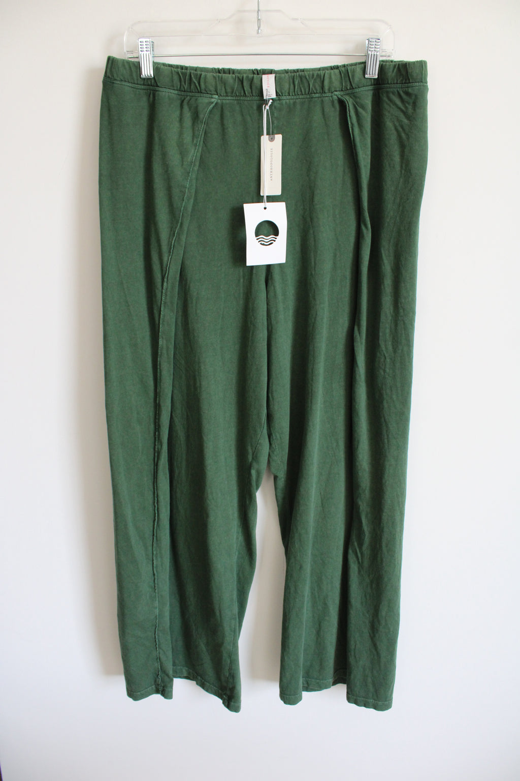 NEW Anthropologie Daily Practice Moss Green Cotton Wide Leg Pant | L