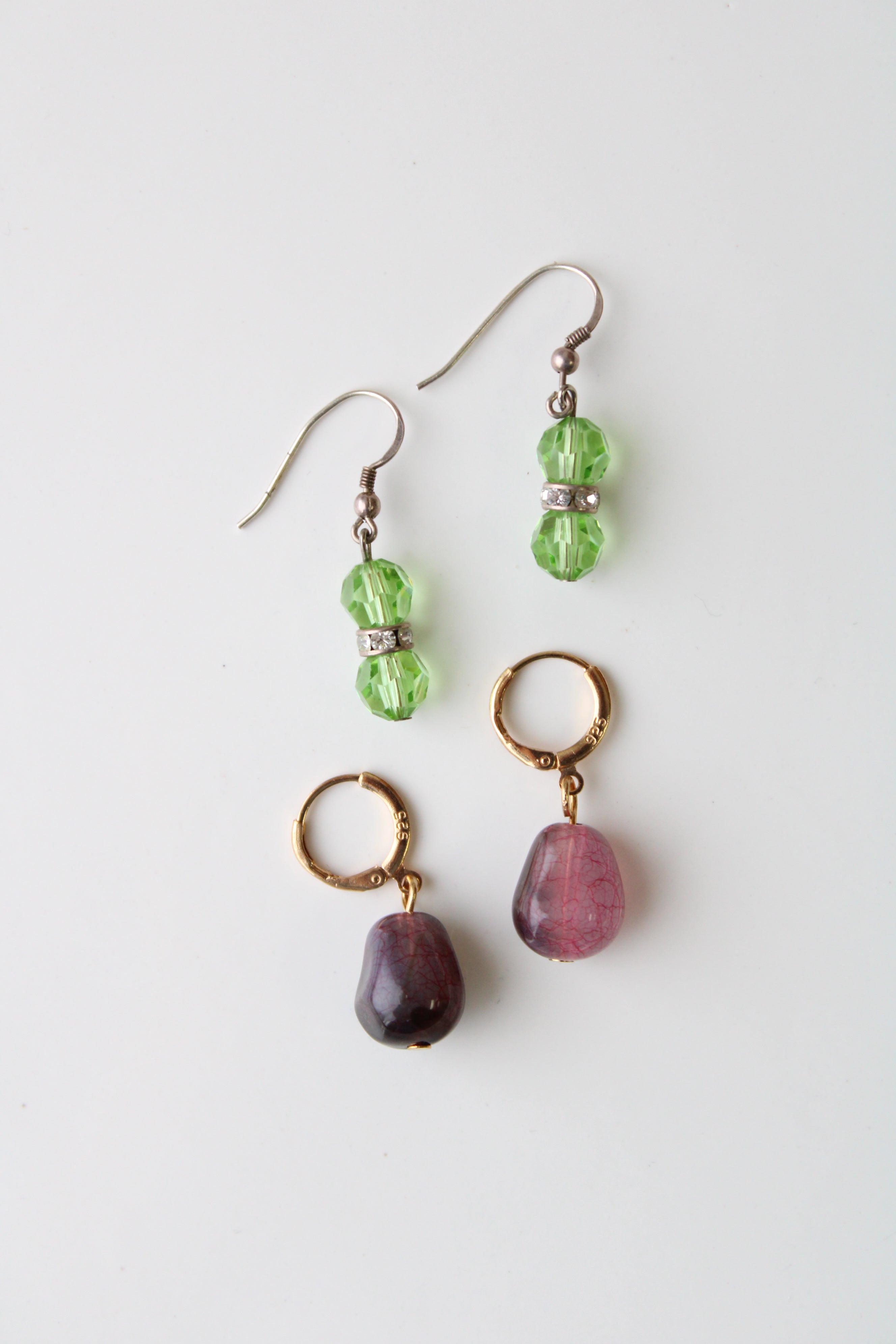 Green & Pink Dangle Earring Pair