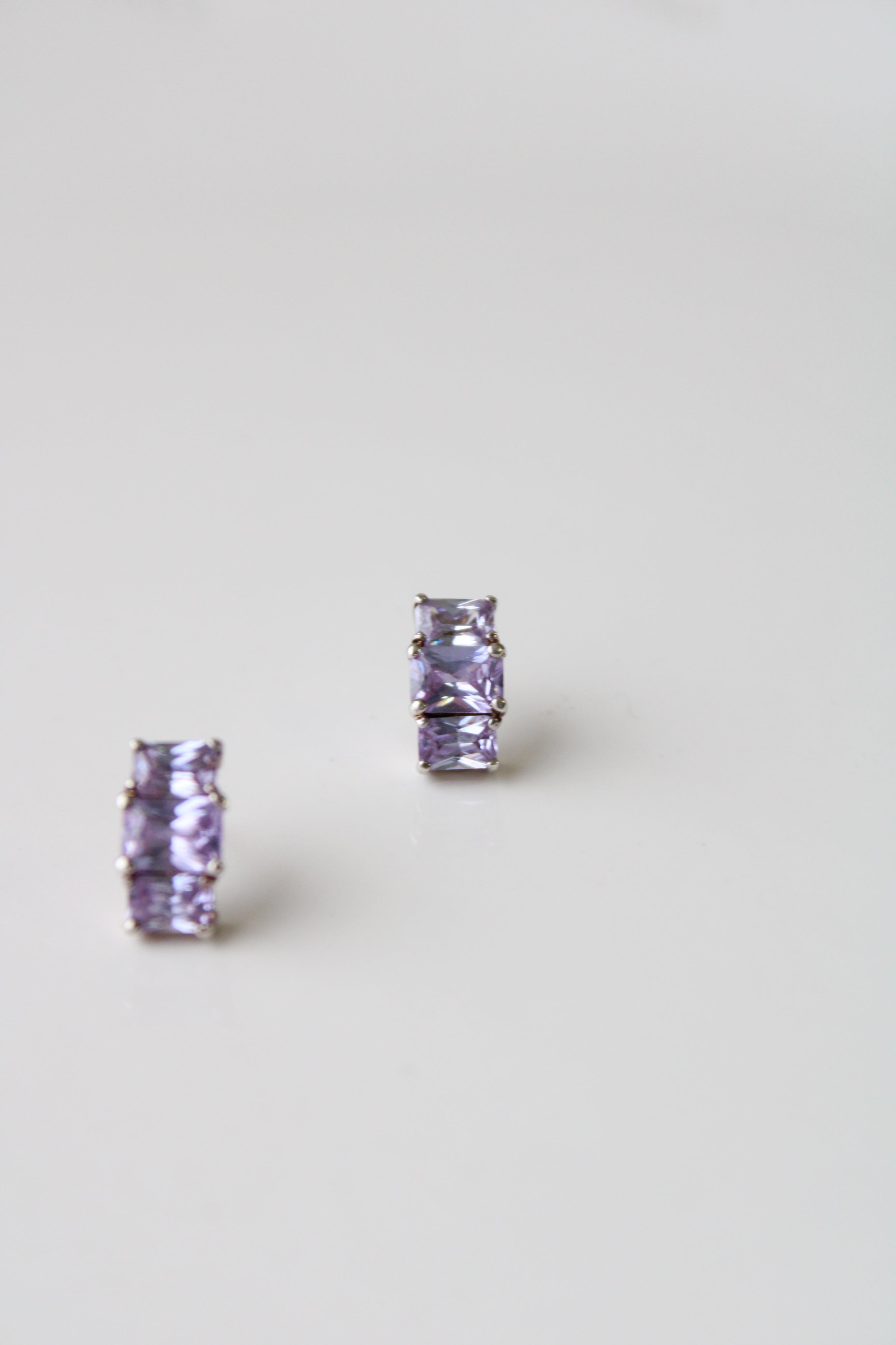 Purple Stone Stud Earrings