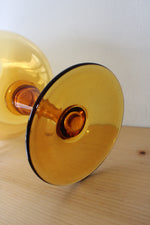 Mid Century Modern Empoli Amber Glass Pedestal Snifter Vase
