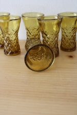 Vintage Amber Glass Shot Glasses | Set Of 6