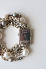 Michael Dawkins Genuine Ivory & Gray Pearl Chain Layered Bracelet