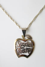 "Special Teacher" Apple Silver Necklace