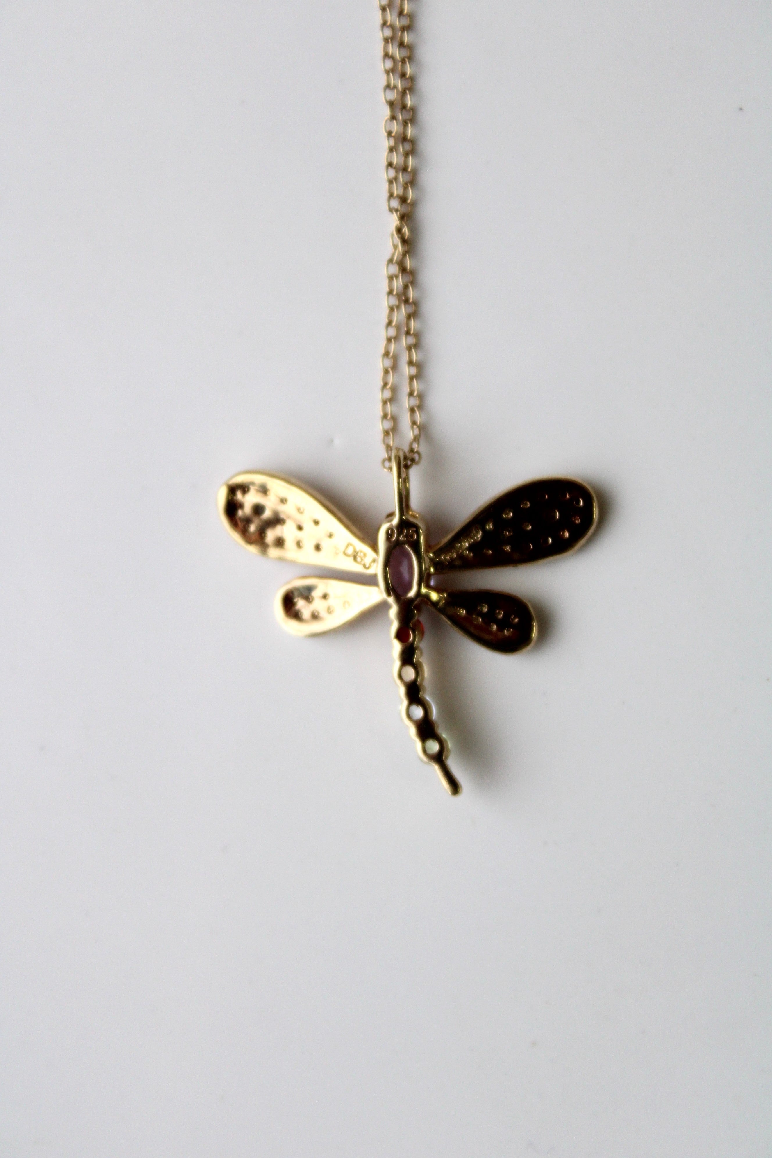 Gold Dragonfly Charm Necklace