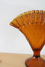 Amber Depression Glass 1920's Era Fanned Vase
