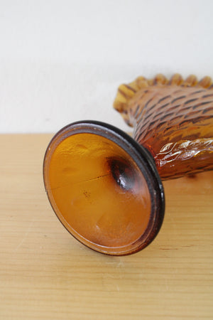 Amber Depression Glass 1920's Era Fanned Vase