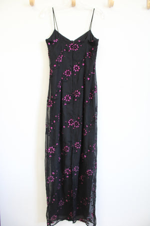 City Triangles Vintage Black Pink Sparkle Floral Formal Maxi Dress | 5