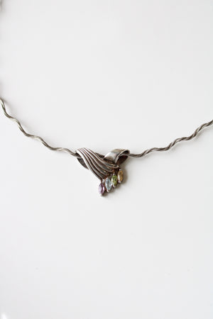 Multi-Colored Stone Sterling Silver Necklace