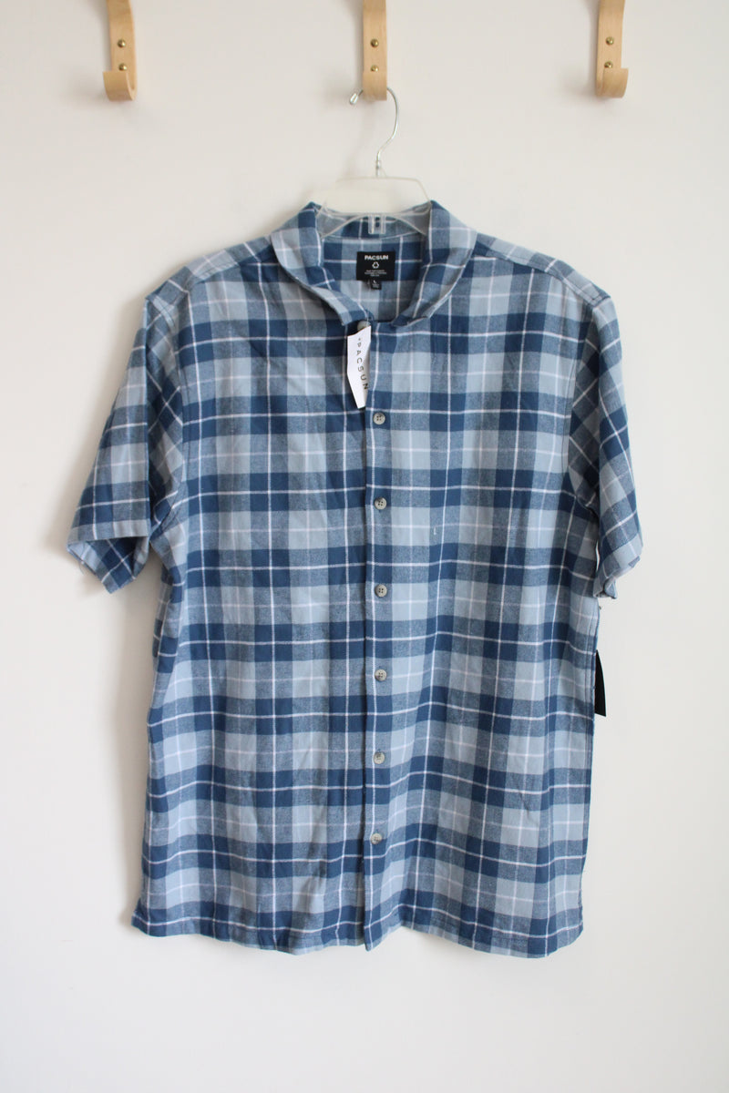 pacsun dress shirts NEW Pacsun Blue Plaid Fleece Button Down Shirt