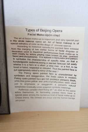 Clay Figure Chinese Mini Opera Mask Zhang Lingsu in Shadow Box
