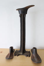 Antique Cast Iron Malleable Cobbler's Shoe 4 Piece Repair Stand