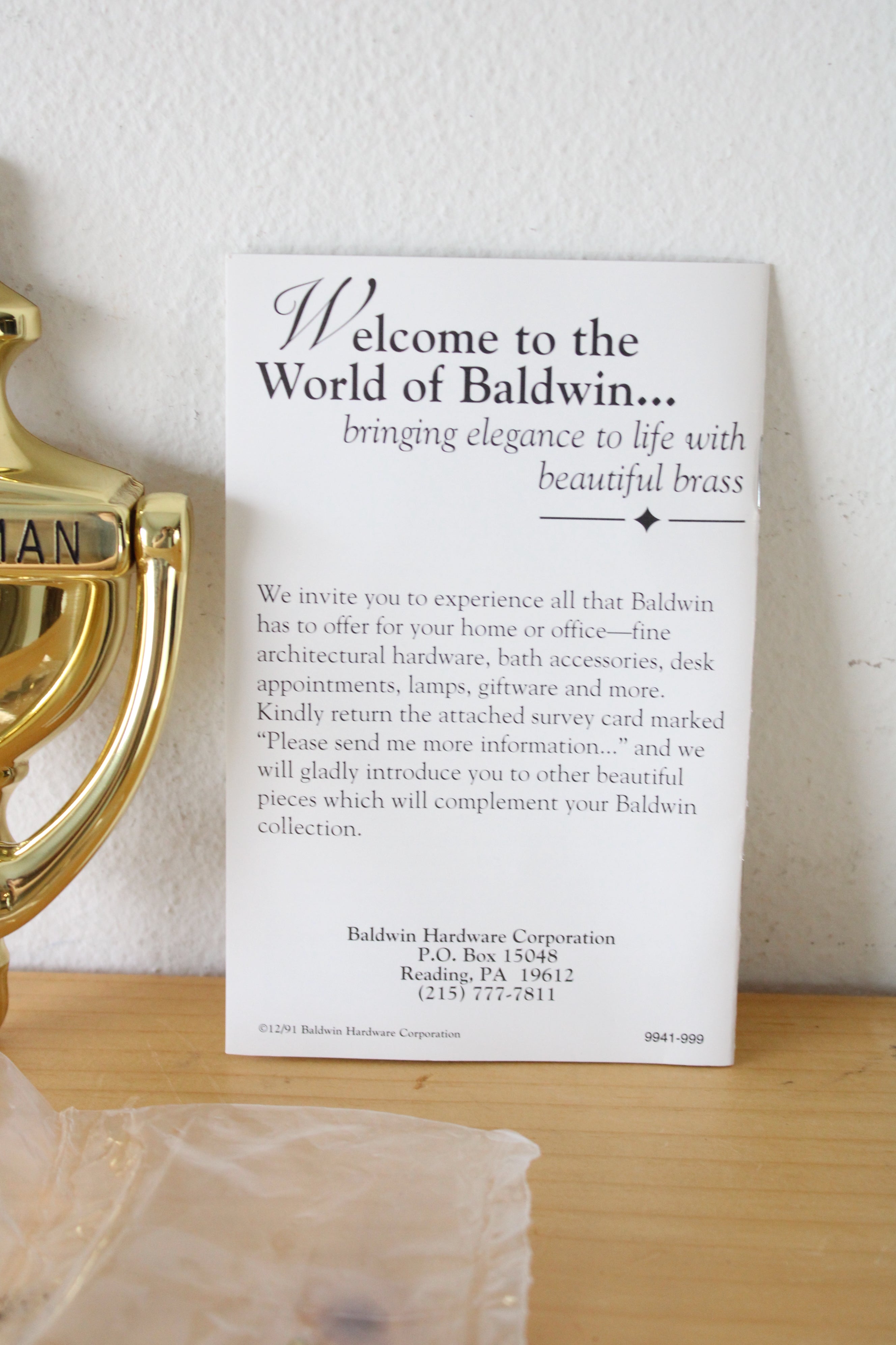 NEW Baldwin Kauffman Family Name Brass Door Knocker