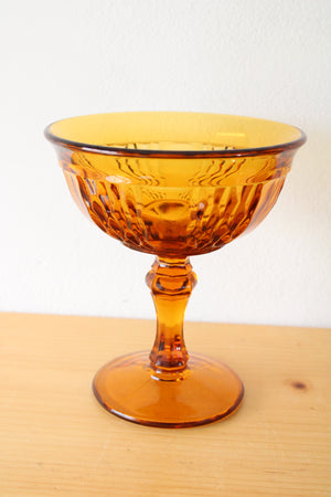 Vintage Amber Glass Pedestal Dish