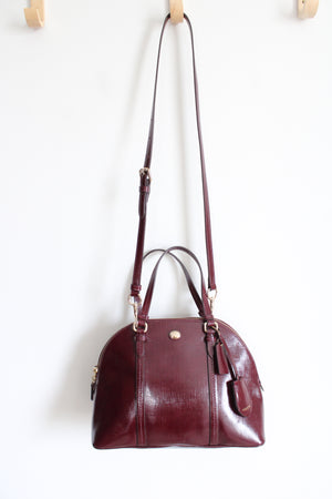 Coach Peyton Leather Cora Domed Satchel Mulberry Purse