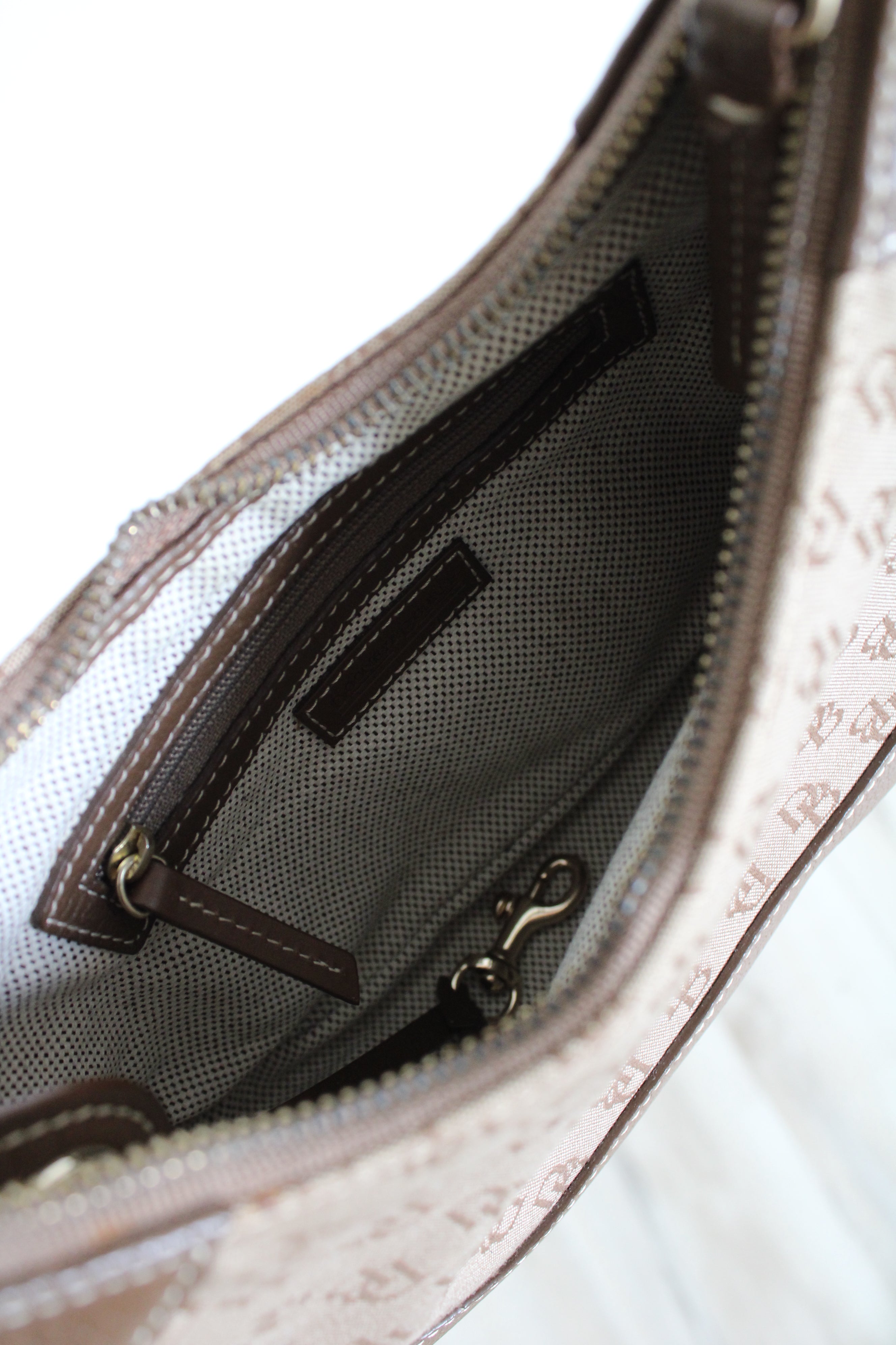 Dooney & Bourke Signature Canvas Leather Trim Shoulder Handbag