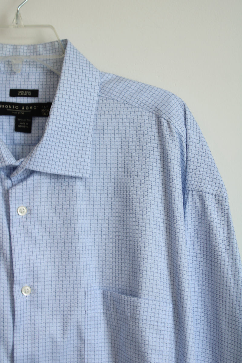 Pronto Uomo Blue Checked Non-Iron Classic Fit Shirt