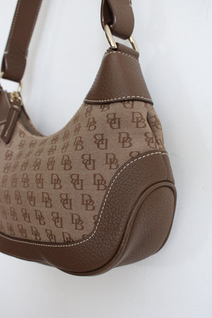 Dooney & Bourke Signature Canvas Leather Trim Shoulder Handbag