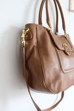 Tory Burch Convertible Golden Brown Pebble Leather Purse