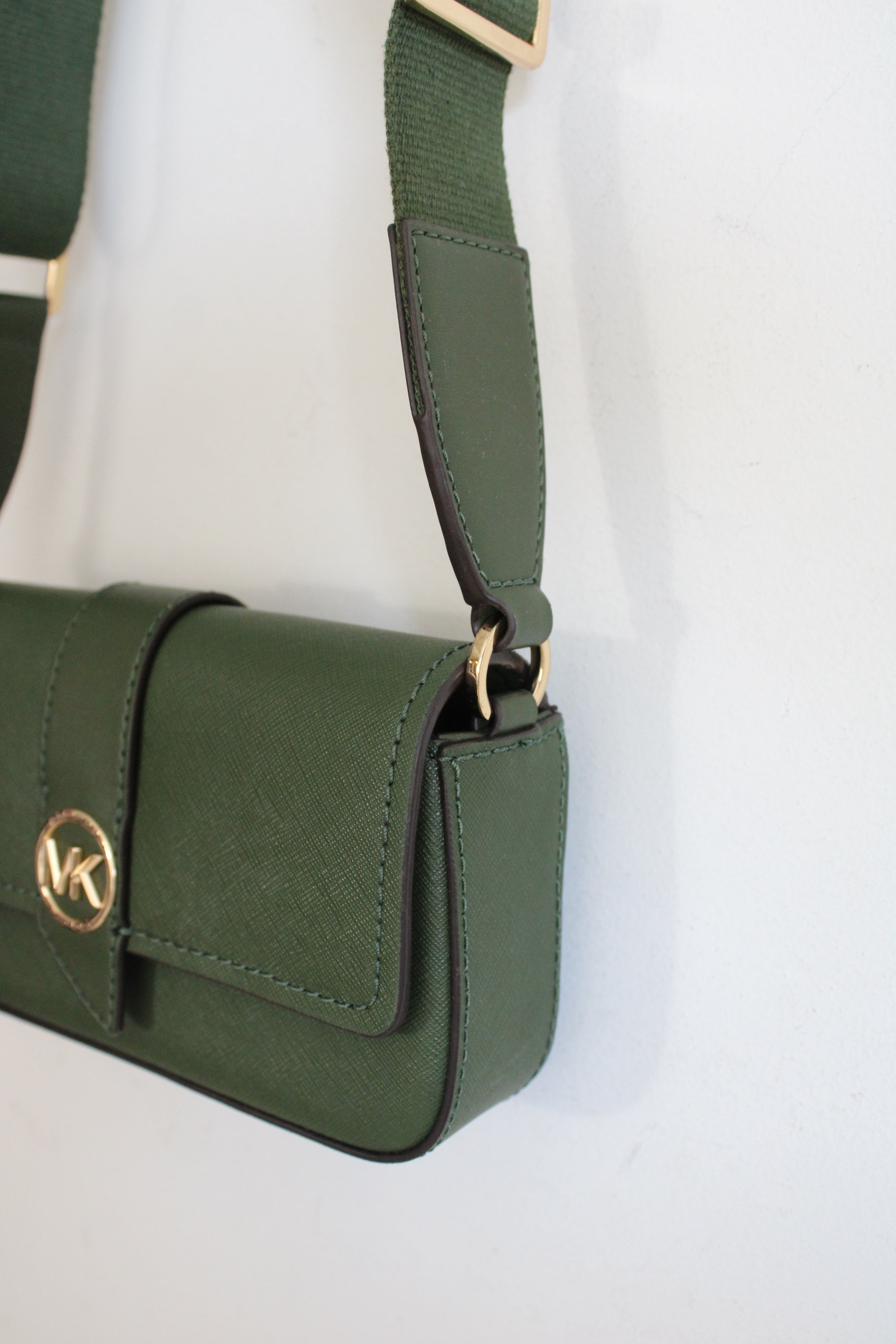 NEW Michael Kors Tracolla Greenwich Olive Army Green Mini Shoulder Bag