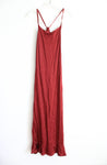 NEW Lacausa Anthropologie Crimson Cranberry Satin Maxi Dress | L