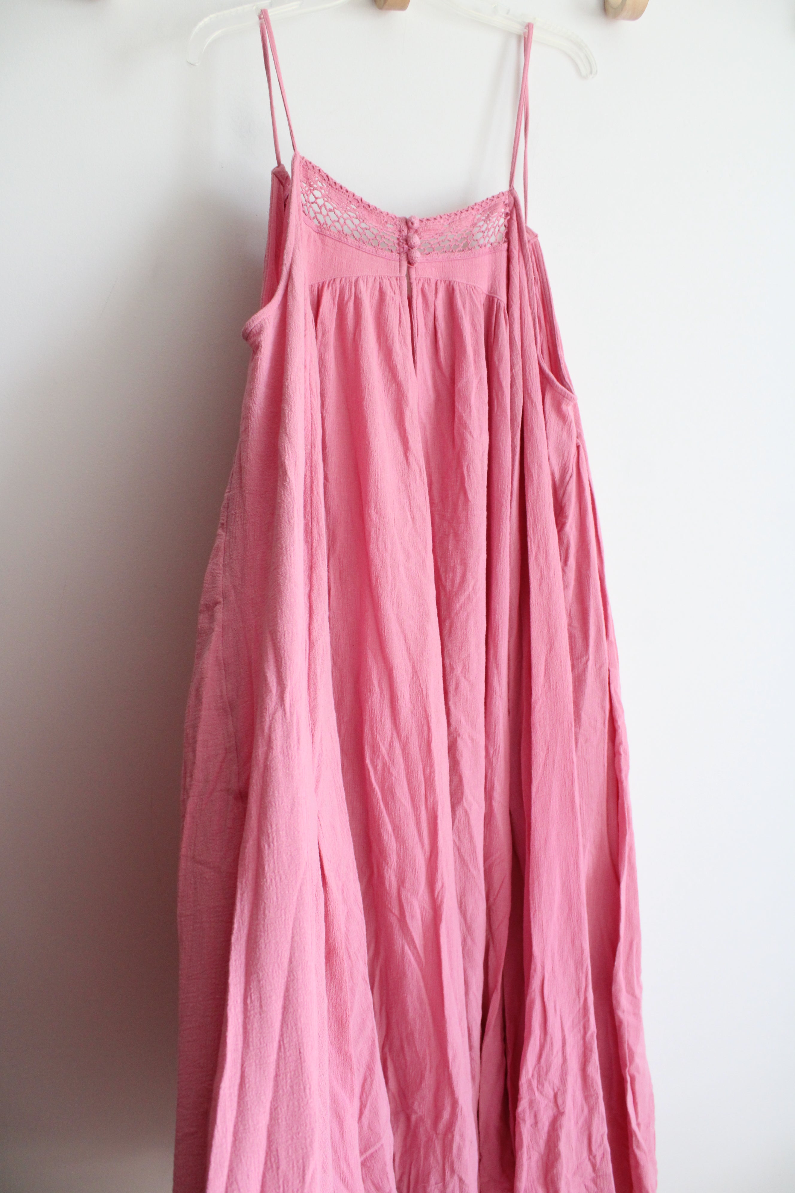 NEW Free People Pink Cotton Mancora Maxi Dress | L