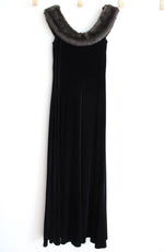 Jeffrey & Dara Evenings By Tom Barra Black Maxi Velvet Faux Fur Dress | 14