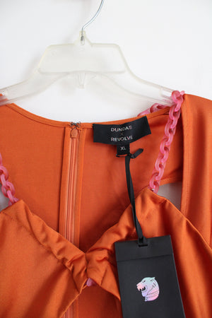 NEW Dundas X Revolve Orange Pink Chain Cutout Dress | XL