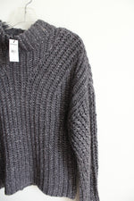 NEW Express Gray Shimmer Thick Knit Mock Neck Sweater | S