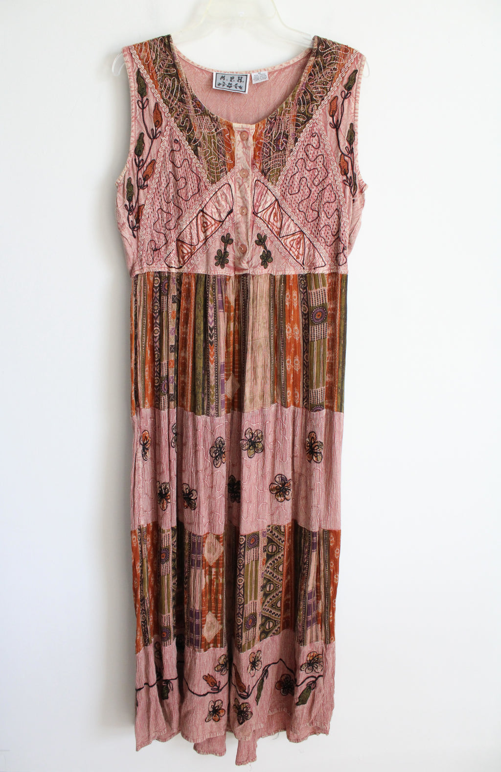 M.P.H. Dusty Pink Embroidered Boho Maxi Dress | M