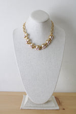 Trifari Pearl White & Pink Chain Statement Necklace