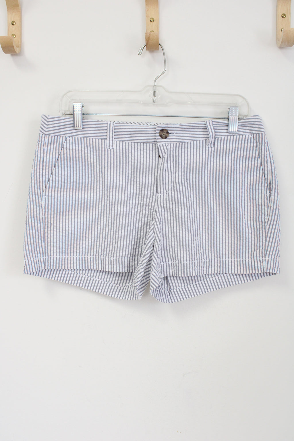 Merona Gray White Striped Cotton Shorts | 6