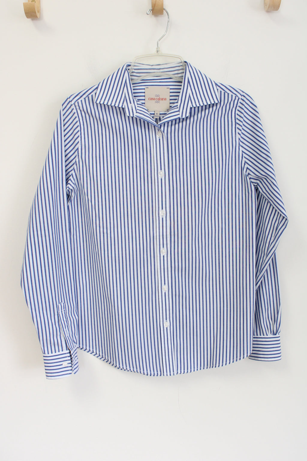 Casa Cabana Blue White Striped Button Down Shirt | XS