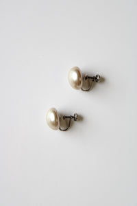 Faux Tan Pearl Screwback Sterling Silver Earrings