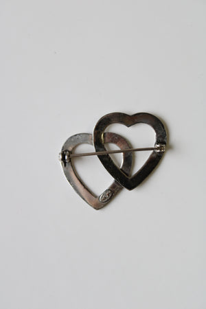 Danecraft Sterling Ribbed Hearts Pin