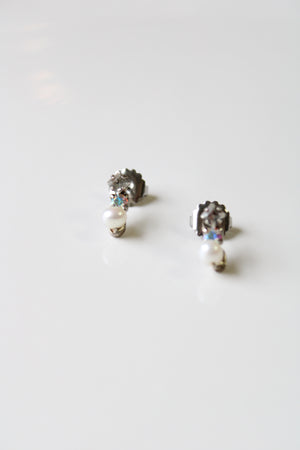 Sorrelli Genuine Pearl Clear Rhinestone Stud Earrings