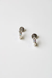 Sorrelli Genuine Pearl Clear Rhinestone Stud Earrings