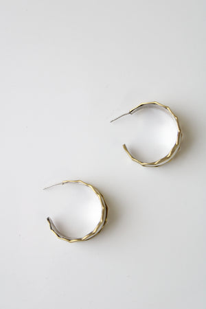 Sterling Silver Hoop Stud Two-Toned Earrings