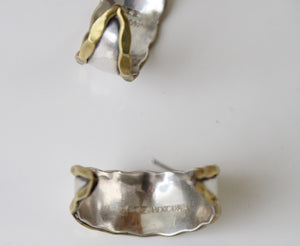 Sterling Silver Hoop Stud Two-Toned Earrings