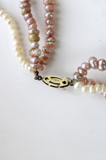 Pink & White Baroque Genuine Pearl Layered Necklace