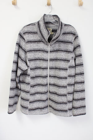 Faded Glory Gray Striped Fleece Lined Jacket | 3X (22W-24W)
