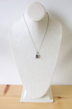 Sterling Silver Amethyst Rectangular Stone Necklace