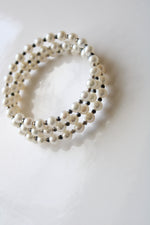 Ivory Genuine Pearl Memory Wire Bracelet