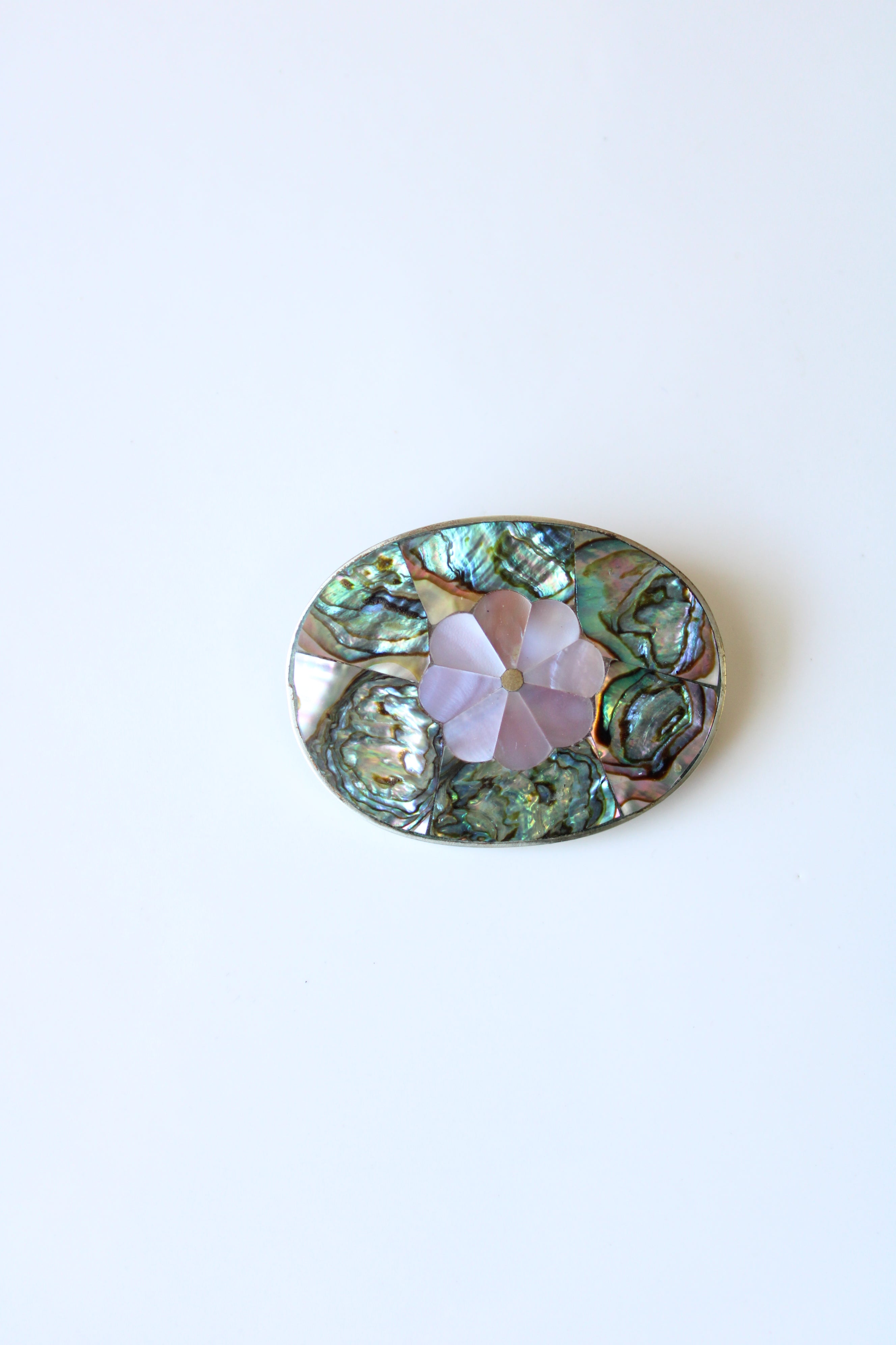 Abalone Flower Oval Pin