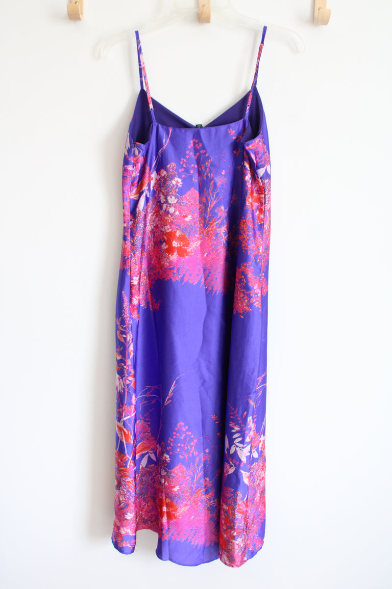 open lace back dress NEW Banana Republic Purple Satin Patterned Slip Dress