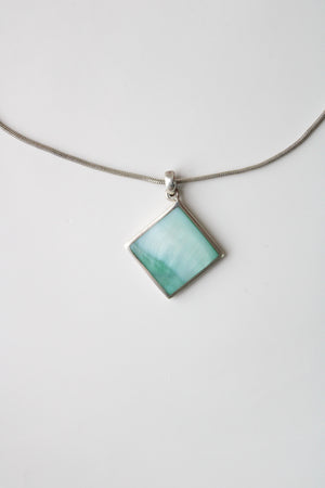 Aqua Blue Mother Of Pearl Charm Necklace
