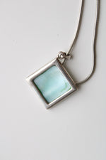 Aqua Blue Mother Of Pearl Charm Necklace