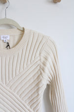 NEW Le Lis Asymmetrical Cream Sweater | M