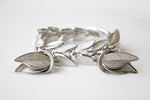 Silver Finish Leaf Clip On Earring & Bracelet Set